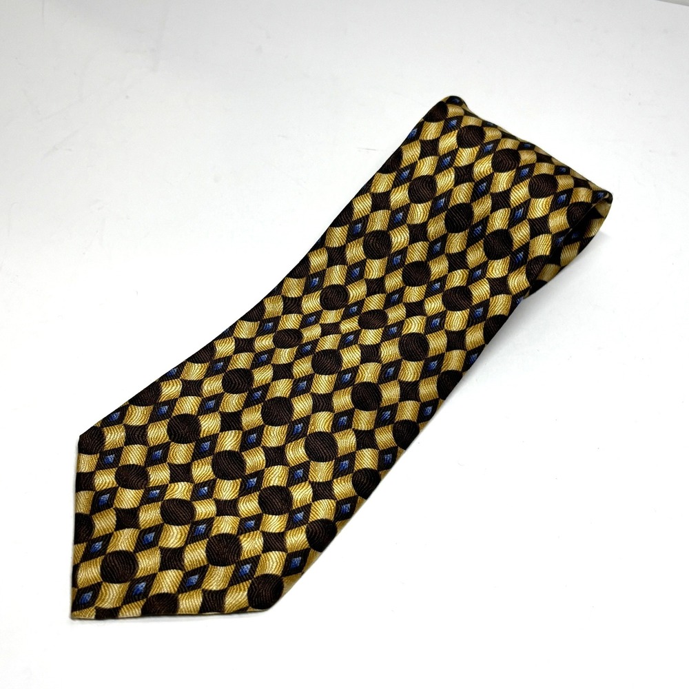 Richel Silk Necktie Mens Gold Black Geometric Pattern Luxury Tie‎ Wedding Formal